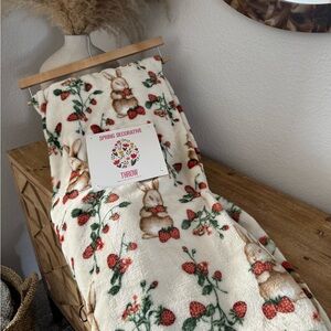 Easter Blanket with Bunnies and Strawberries